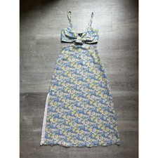 Lulus Floral Spaghetti Strap Side Cutout Side Slit Midi Dress Size S