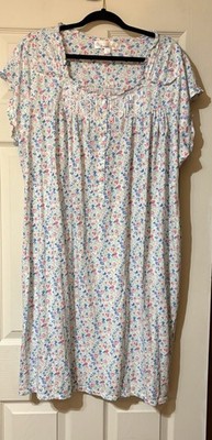 Eileen West Nightgown Cap Sleeve White Floral Lace Floral Size 2X Cottagecore