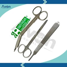8 PC SURGICAL INSTRUMENTS SUTURE LACERATION KIT SCISSORS FORCEPS SURGICAL BLADES