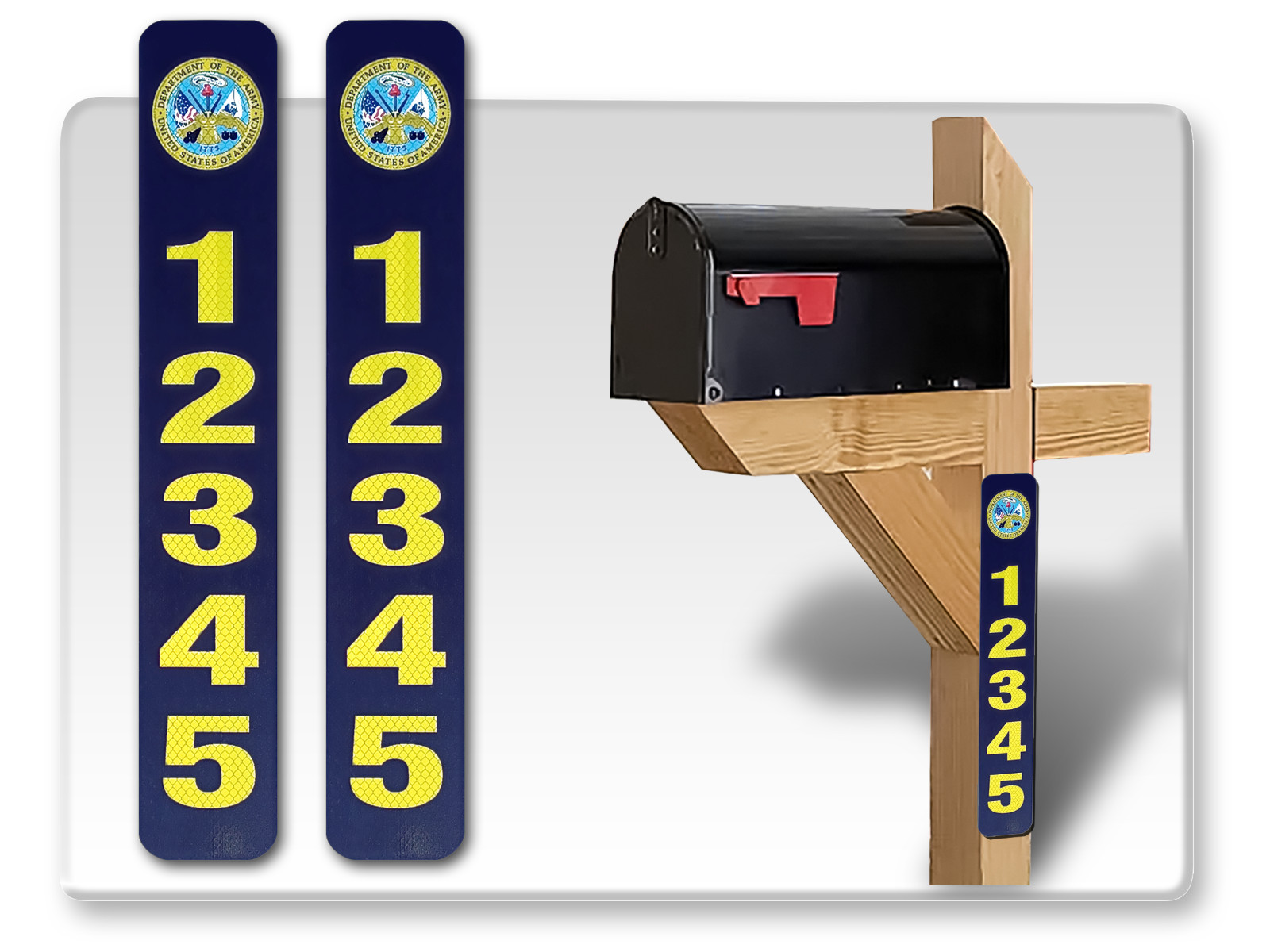 911 Vertical Super Reflective Address Signs MIlitary branch 2 pack