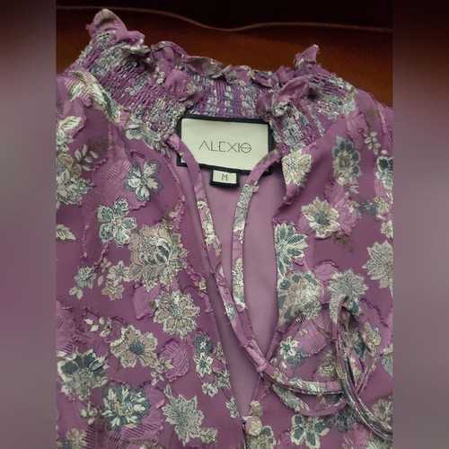 Alexis Rosewell Tiered High-Neck Floral Cocktail Dress M Medium - Picture 7 of 8