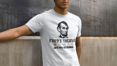 Men's Funny Abraham Lincoln T-Shirt - Ford's Theatre Negative Review Tee, Black, Medium