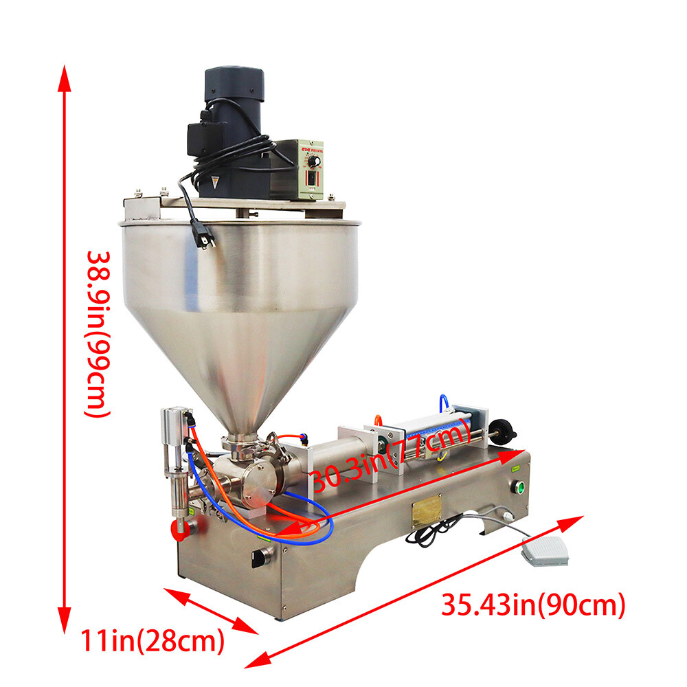 50-500ml Paste Filling Machine with Mixer Hopper Pneumatic filling machine