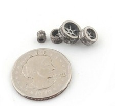 Pave Diamond 1pc Diamond Spacer Beads 925 Sterling Silver, Rondelles Beads.