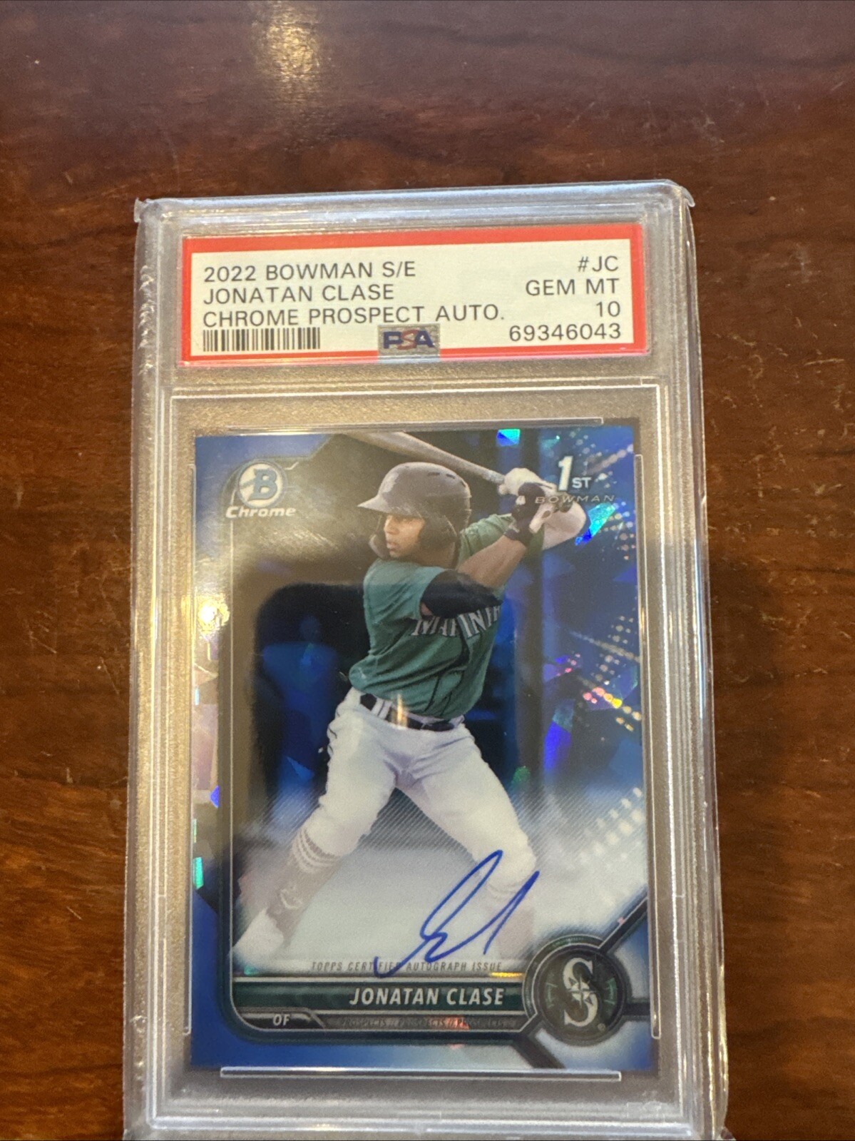 JONATAN CLASE 2022 BOWMAN CHROME 1ST AUTO SAPPHIRE AUTO PSA 10 MARINERS