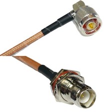 RG400 N MALE ANGLE to RP-TNC FEMALE BULKHEAD RF Cable FAST-SHIP LOT