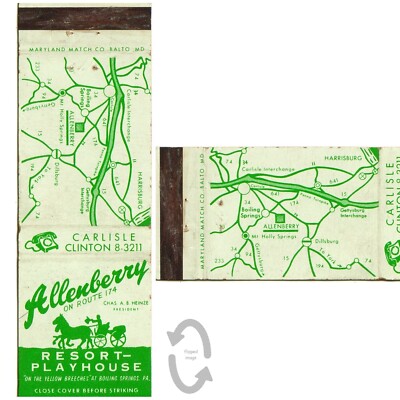 Vintage Matchbook Cover Allenberry Resort Playhouse Boiling