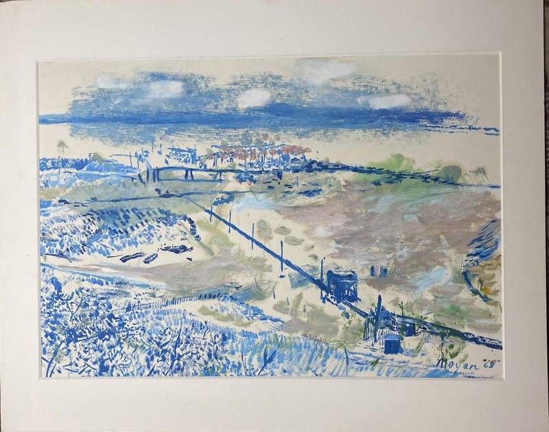Ashroken, Long Island, Painted  Oil On Paper By Earl Mayan 1968