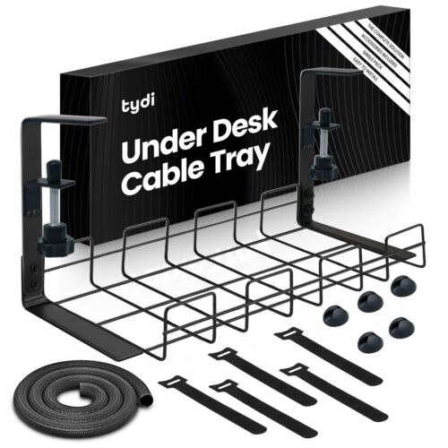 Under Desk Cable Tray Management No Drill Tidy Wire Cord Storage Rack Organizer - Picture 1 of 8