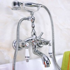 Chrome Brass Bathtub Faucet Set Bathroom Handheld Shower Water Taps Kit 2na216