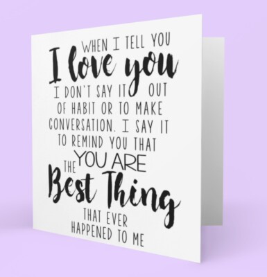 Sentimentale Ich liebe dich Karte 5 x 5 Valentinstag Hochzeitstag jeden Tag