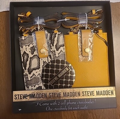 Steve Madden Cell Phone Crossbody Set - Snake Skin and Tan
