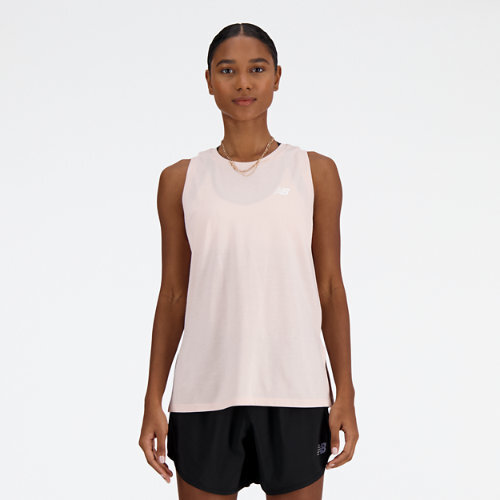 New Balance Womens Sport Essentials Heathertech Tank Pink Size S