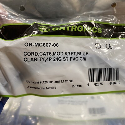 Ortronics Cat 6, MOD 8, 7ft Blue OR-MC607-06 Sealed NEW  (lot of 5)