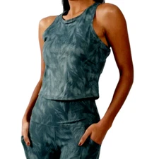 NWT 90 Degree Women's Cropped Top XL Green  Palm Tree Print Racerback