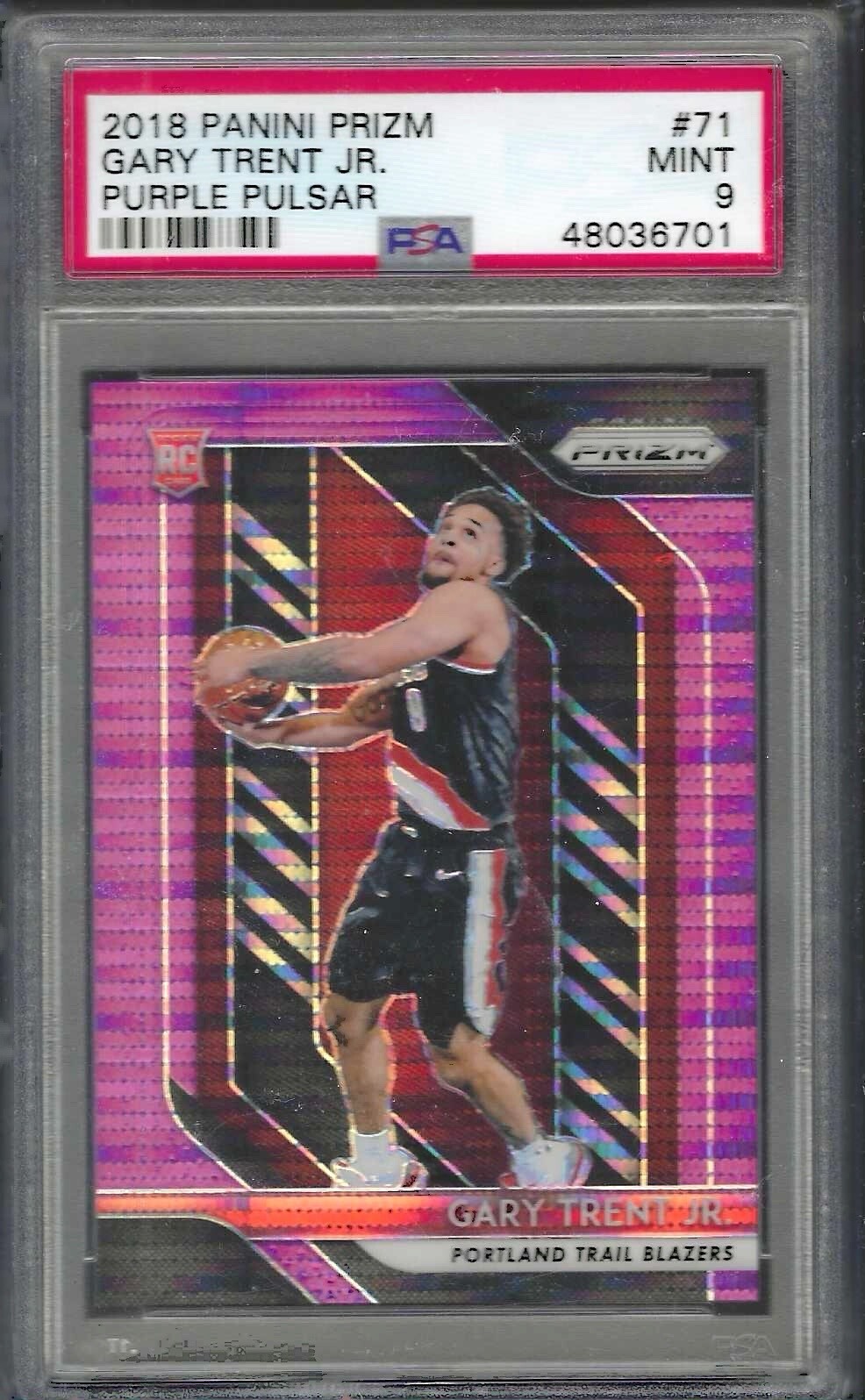 GARY TRENT JR 2018 PANINI PRIZM PURPLE PULSAR PRIZM ROOKIE RC /35 PSA 9 POP 9