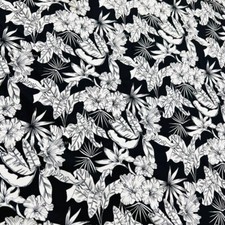 Spandex Fabric 4 way Stretch White Black Flowers Print by Yard for Swimwear