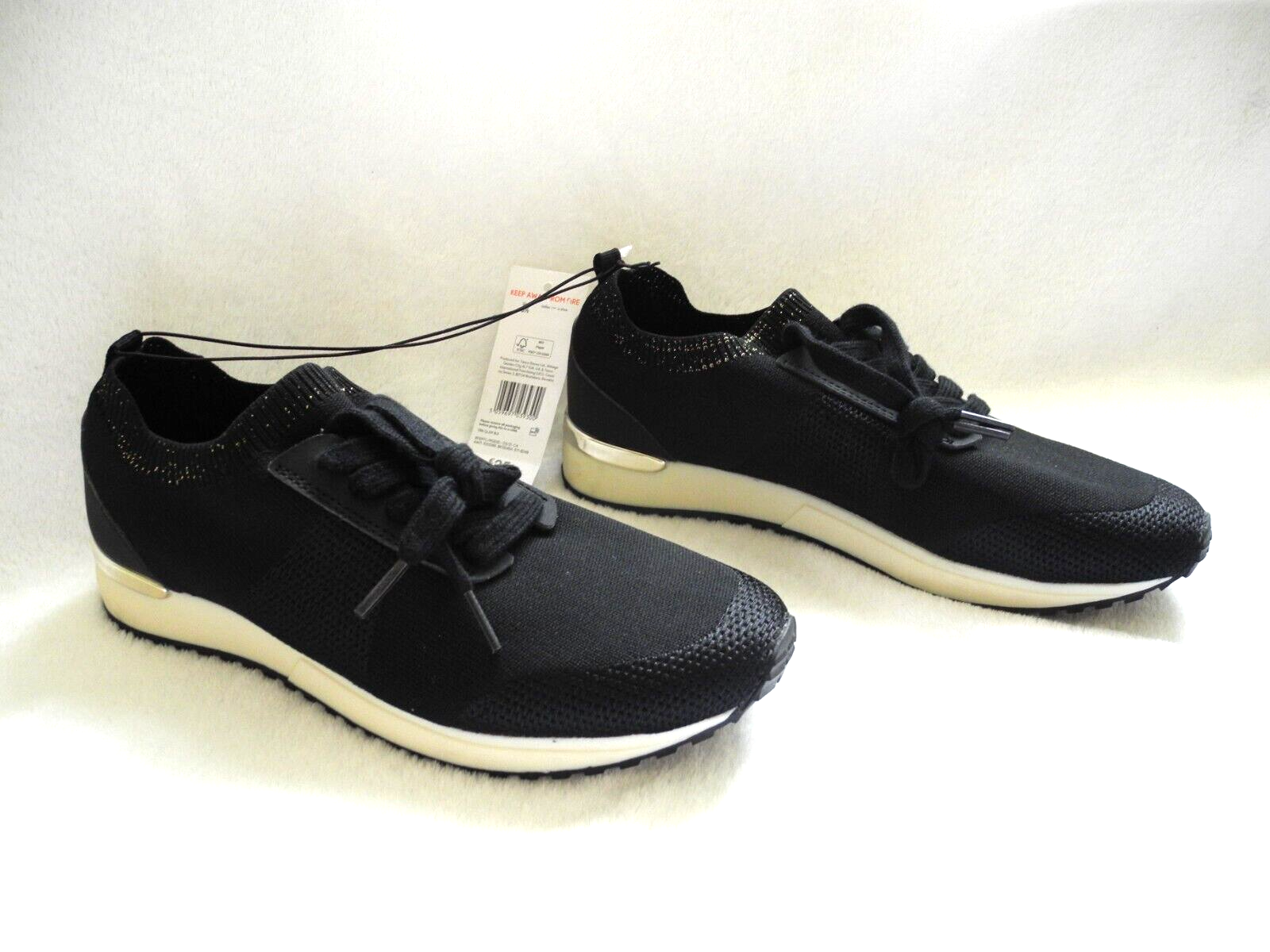 SAOLA F&F SCARPE SPORTIVE ALLENATORI DONNA NERE ELASTICIZZATE CON LACCI SUOLA CREMA TG 61 2 NUOVE CON ETICHETTE!