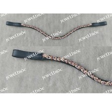 Stunning Rose Gold Glass Crystal Wave Leather Browband For Horse Tack In 4 Sizes