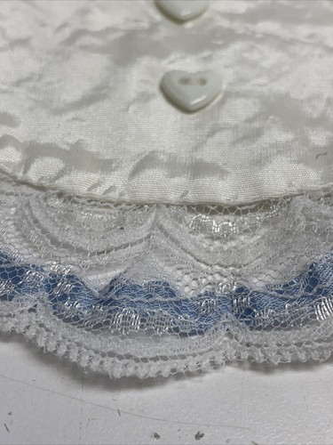 Small Dog Collar Cover White Shirt Front Lace Blue Pageant Collared Formal LG - Picture 8 of 12