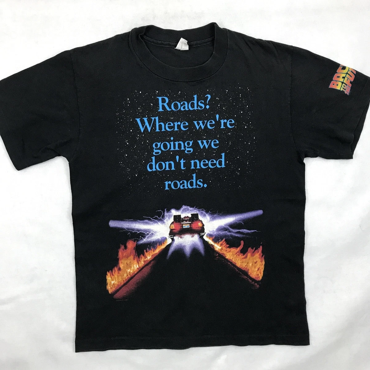 Vtg 90s BACK TO THE FUTURE ROADS MOVIE T-Shirt M single stitch universal studios