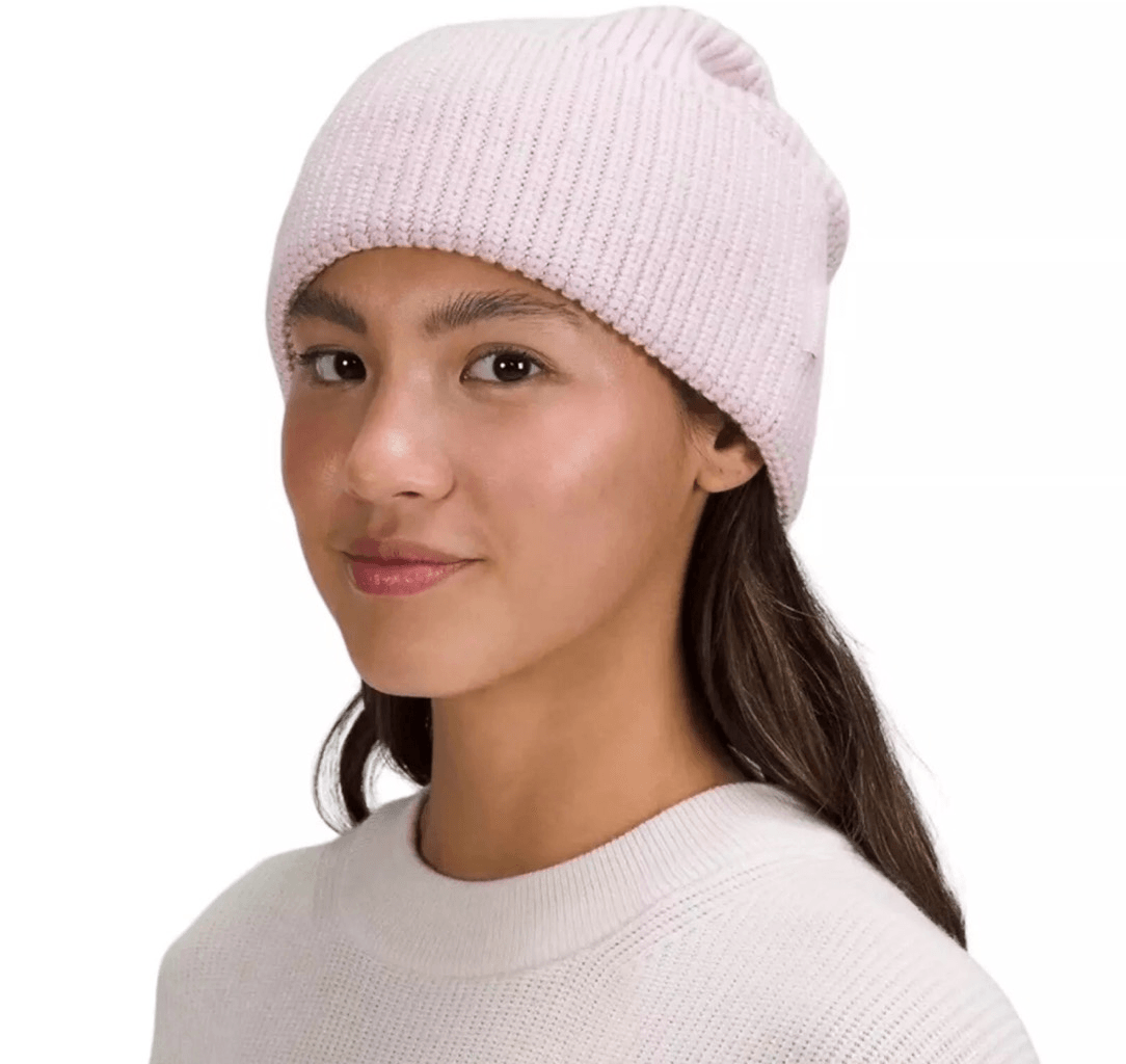 NWT Lululemon RIBBED MERINO WOOL BLEND KNIT BEANIE SZ L/XL Pink Peony LULULEMON RIBBED MERINO WOOL-BLEND KNIT BEANIE, PINK PEONY  main image 4