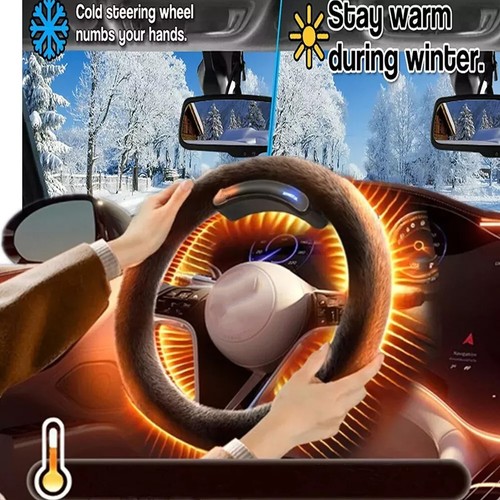 15" Wireless Car Warm Heated Steering Wheel Cover Rechargeable Fuzzy ProtectorrM - Picture 5 of 12