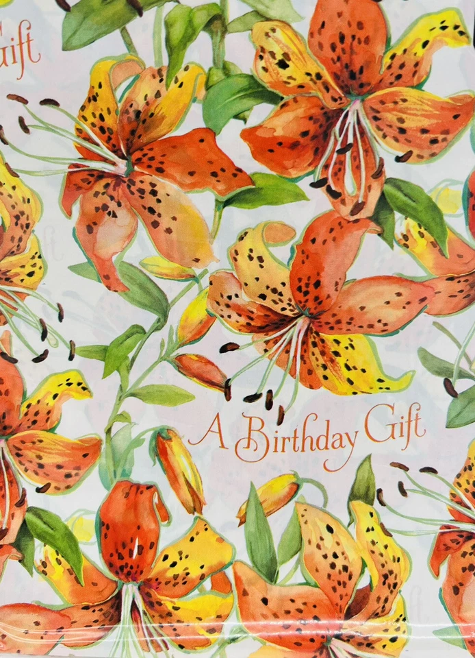 Papel de envolver regalo lirio tigre floral feliz cumpleaños sello vintage nuevo Foto 2 de 4