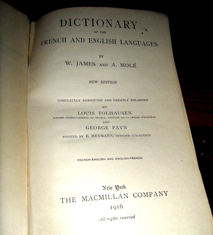 1916 Dictionary James and Mole of the English French Languages - Image 4 of 4