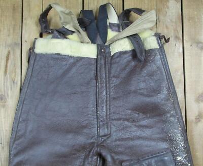 Vintage WWII US Navy Aero Leather Flyers Flight Trousers M-446A