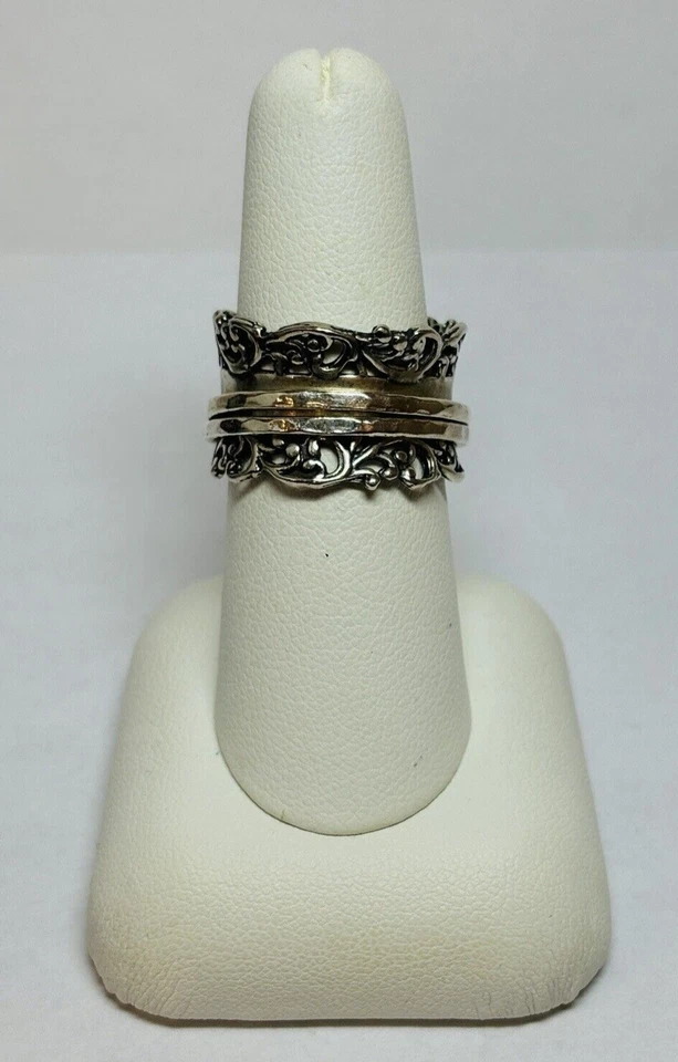Anillo giratorio de encaje de plata esterlina 925 Didae Shablool talla 7,5 Foto 3 de 4
