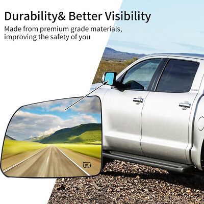 Driver Side Power Heated Mirror Glass For 2007-2021 Toyota Tundra - Left Side 9 thumbnail image