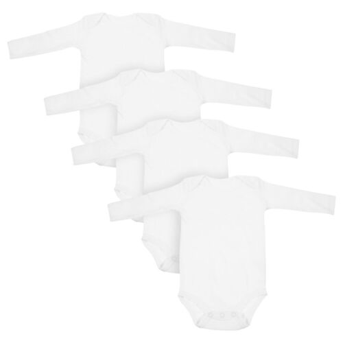 4pcs Unisex Baby Jumpsuits Super Gentle Infant Bodysuits Solid-colored Washable