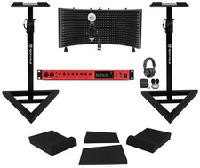 Focusrite Package w/Clarett 8Pre Monitors Recording Mic Headphones Vocal Shield