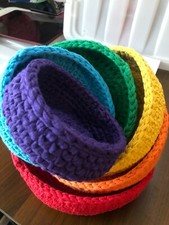 HANDMADE Crochet nested Rainbow Bakets