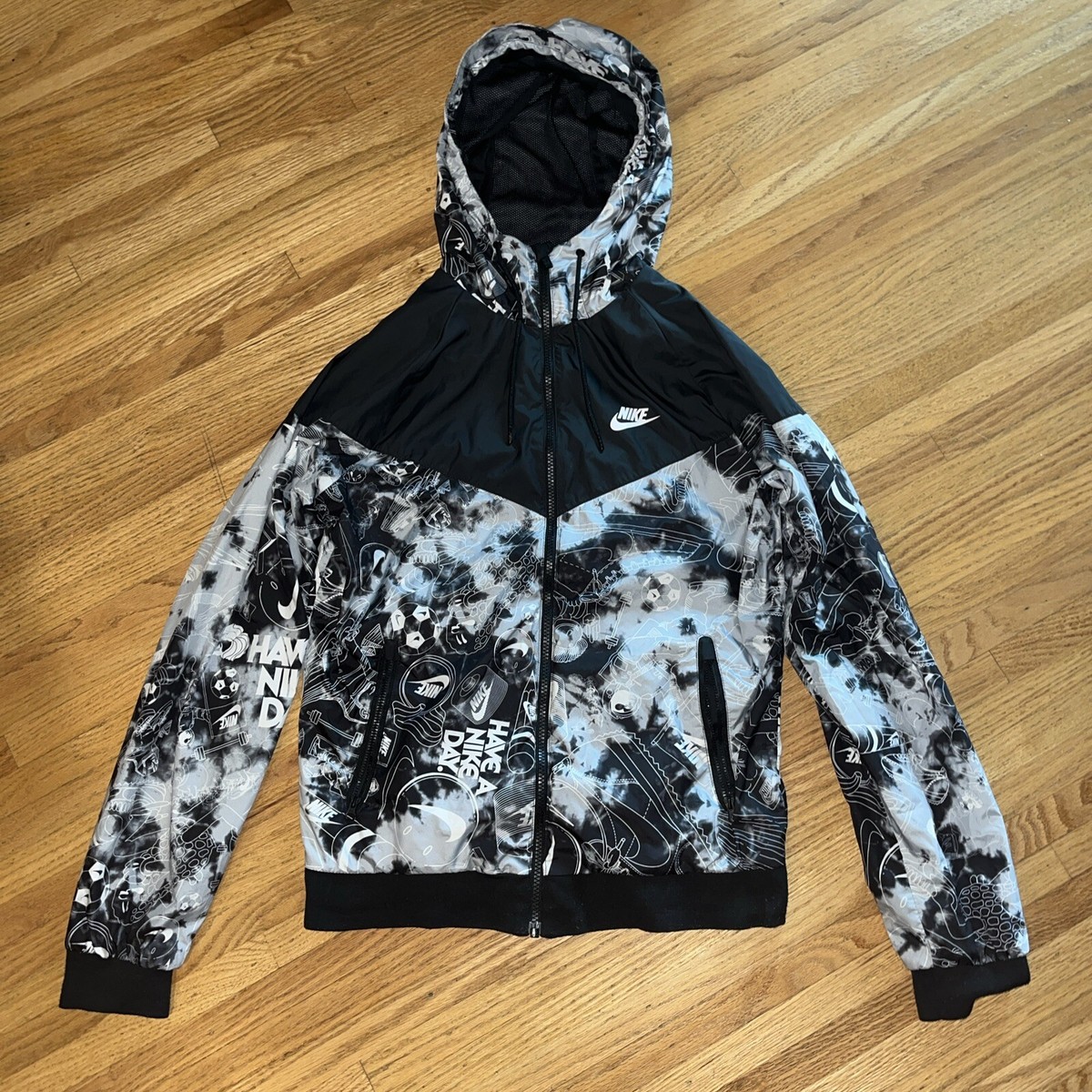 Nike Mens Jacket S Black Have A Nike Day Hoodie Zip Windbreaker Nikeman