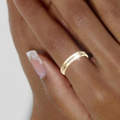 Damen Doppel-Ring 585 echt Gold 14 Karat Diamant Gelbgold 50 52 54 56 58 60 neu