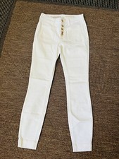 PILCRO AND THE LETTERPRESS NEW White HIGH-RISE DENIM LEGGINGS Button Fly Jeans