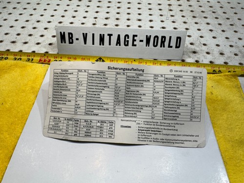 Mercedes 01 W208 CLK320 cabriolet under hood fuse designation US OEM 1 Sheet - Picture 12 of 17