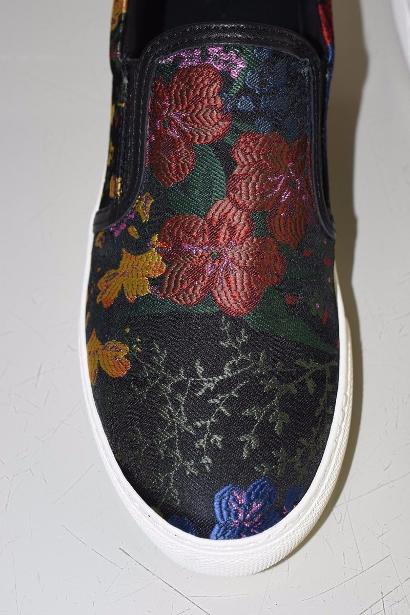 Baskets Jacquard Erdem X H&M Taille 8 - Floral Noir Marine, Enfiler, Neuf Avec Boîte