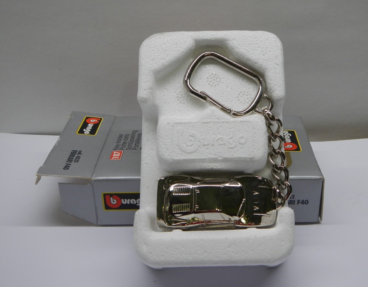 RARO LLAVERO FERRARI F40 MARCA BURAGO MET LICO MADE IN ITALY 1:87