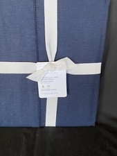 Pottery Barn Belgian Flax Linen Hemstitch Shower Curtain Navy NWT Gorgeous