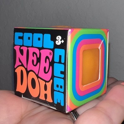 Authentic NeeDoh Cool Cube Mini Super Squishy Toy - Orange NEW in box Schylling