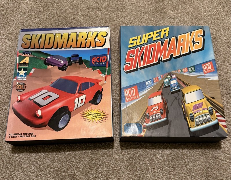 Skid Marks and Super Skidmarks Commodore Amiga Game Boxed Complete