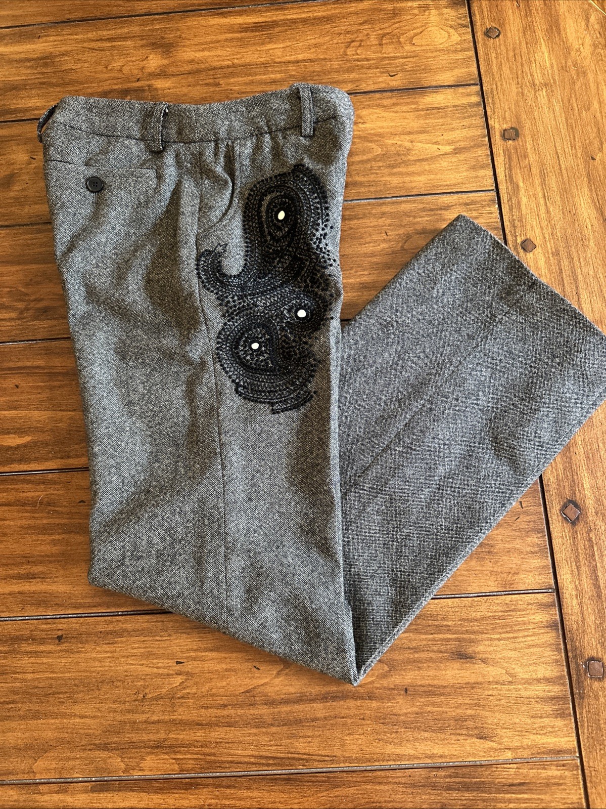 Barbara Bui Initials Wool Pants Gray Embroidered … - image 16