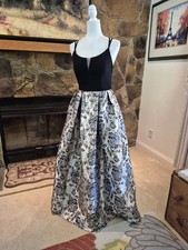 Morgan & Co Prom Dress Rose Gold Metallic Floral Formal Juniors Size 11