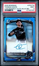 2025 Bowman Chrome Prospects Thomas White True Blue Refractor Autograph #CPATW