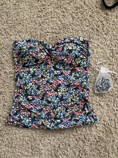 Anne Cole Floral Strapless Swim Tankini Top Multicolor Regular Size M
