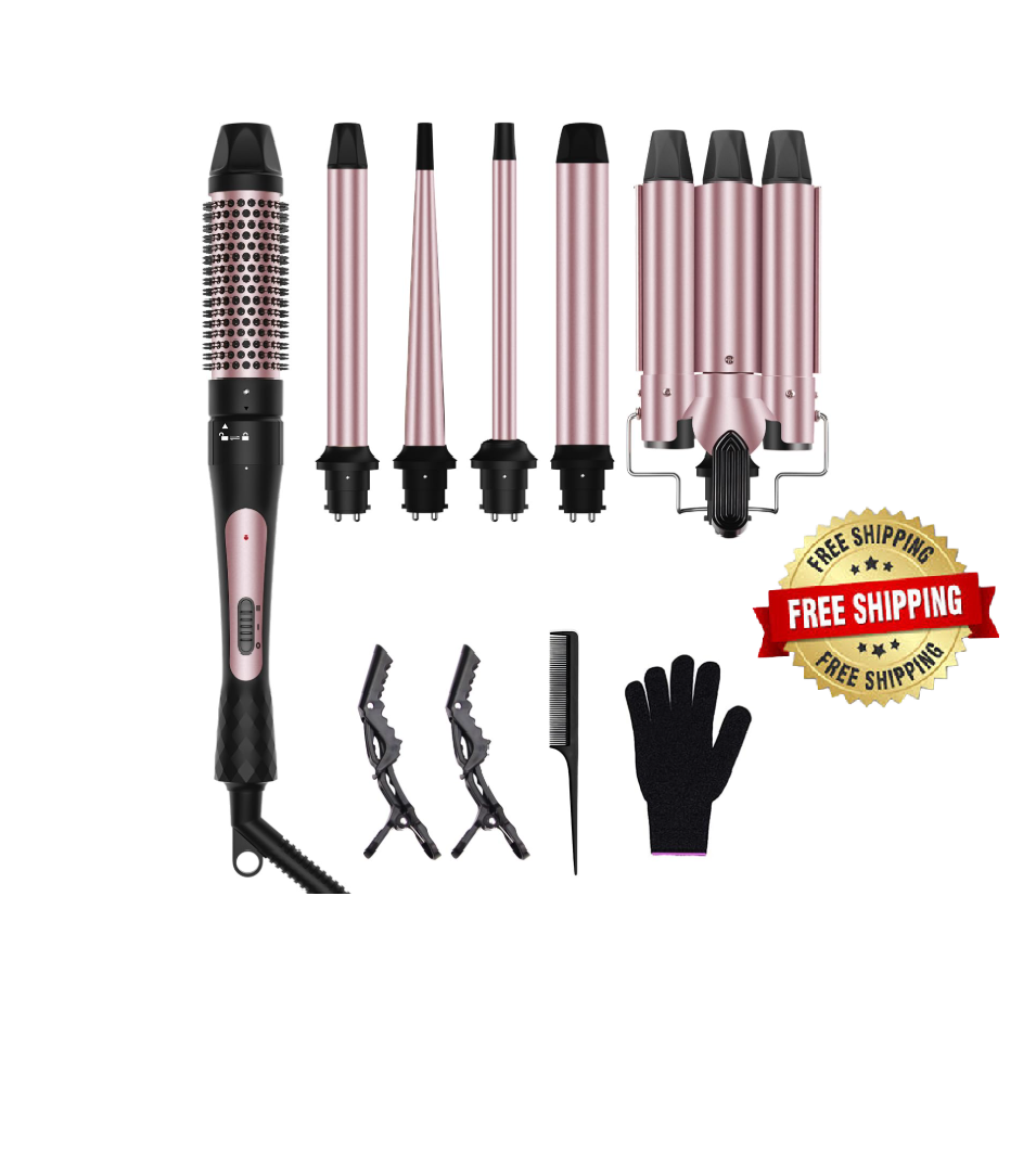 Rizador de pelo 6 en 1 con 5 barriles de cerámica intercambiables (0,35