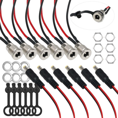 6 Sets 5.5 X 2.1Mm DC Power Jack Threaded Female Panel Mount Barrel Connector